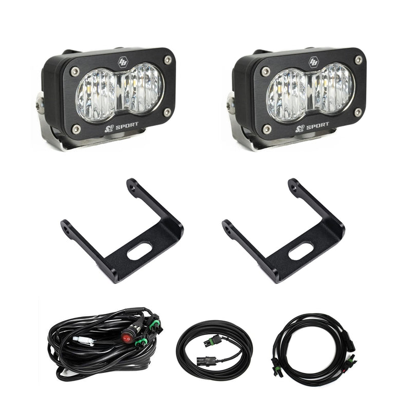 Baja Designs S2 Sport Reverse Kit, complete kit on a studio background: kit of two S2 Sport LED pods