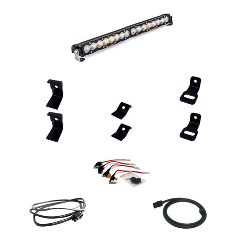 Baja Designs S8 20" Grille Light Kit, complete kit on a studio background: A 20" S8 LED light bar