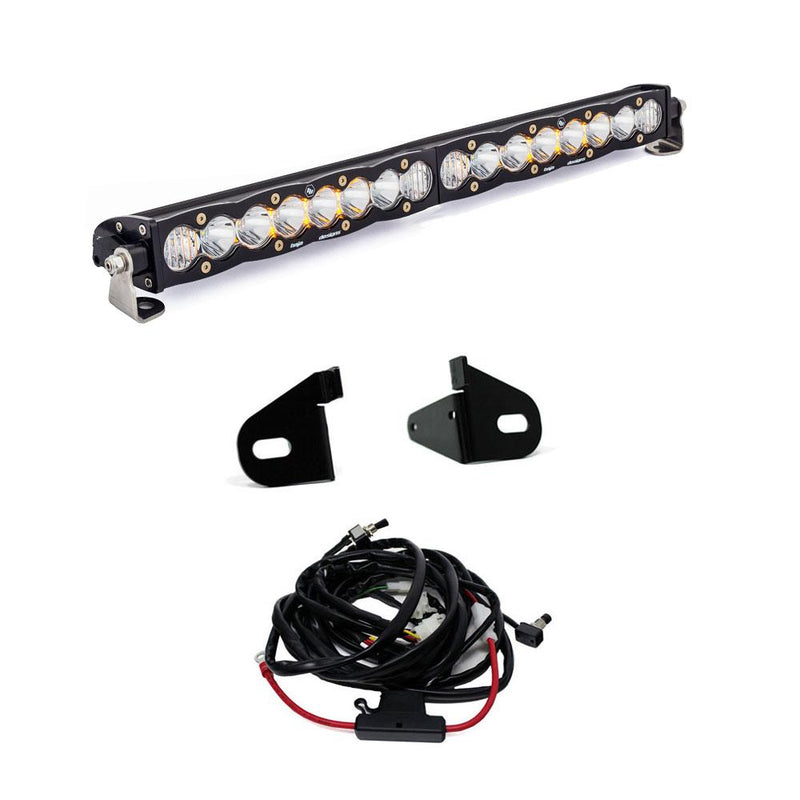 Baja Designs S8 20" Grille Light Kit, complete kit on a studio background: an S8 20" light bar