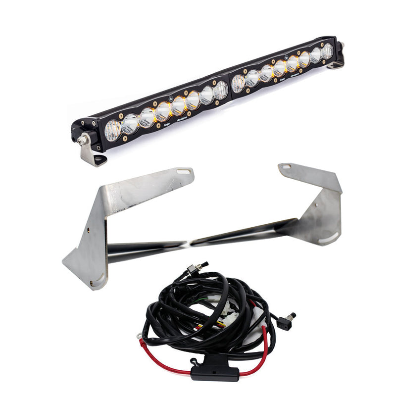 Baja Designs S8 20" Grille Lower Light Bar Kit, complete kit on a studio background: A 20" S8 LED light bar