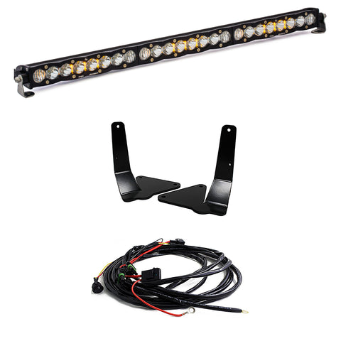 Baja Designs S8 30" Grille Lower Light Bar Kit, complete kit on a studio background: A 30" S8 LED light bar