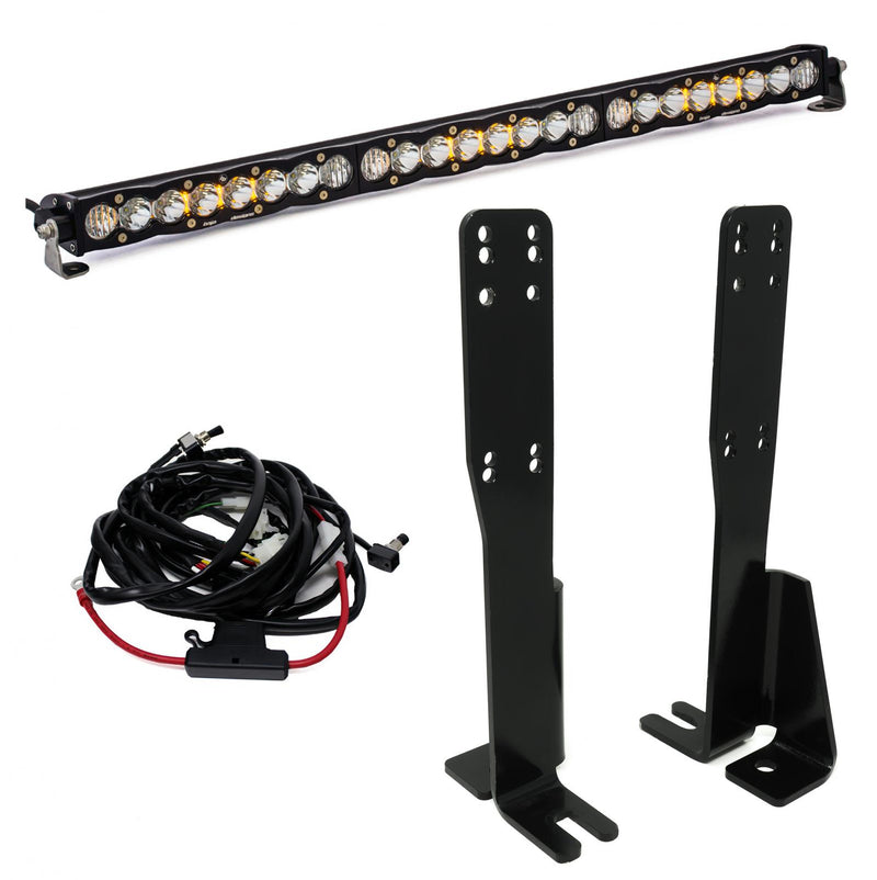 Baja Designs S8 30" Grille Lower Light Kit, complete kit on a studio background: an S8 30" light bar