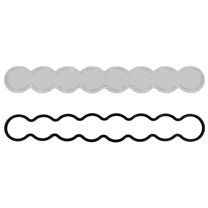 Baja Designs S8 Light Bar Lens Kit, complete kit on a studio background: A clear S8 light bar replacement lens cover with smooth optics and a black rubber gasket on a white background; this SKU's frames show more than one lens color, so the color