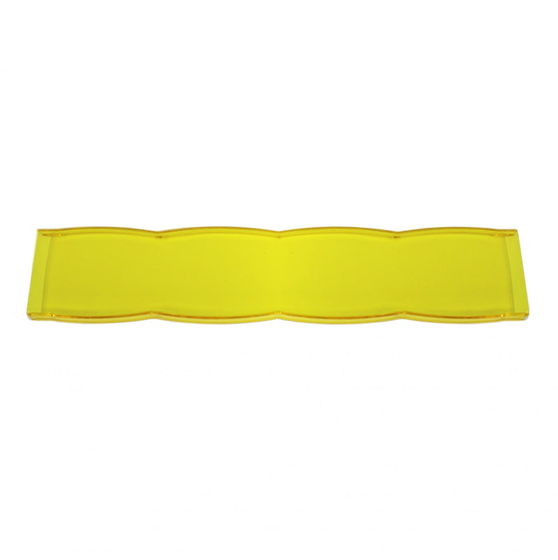 Baja Designs S8 Single Rock Guard, whole product on a studio background: A long amber translucent S8 light bar rock guard on a white background. Title gives no lens color and this SKU shows several colors, so the color for this SKU is unconfirmed