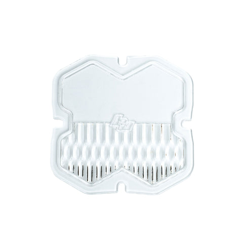 Baja Designs Squadron 2.0 Light Pod 90° Lens Kit, complete kit on a studio background: A clear Squadron pod lens with a combo optic pattern and a molded Baja Designs logo, shown flat on a white background