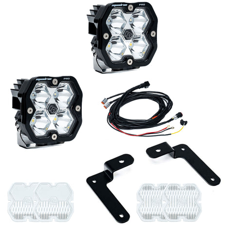 Baja Designs Squadron 2.0 Pro A-Pillar Light Kit, complete kit on a studio background