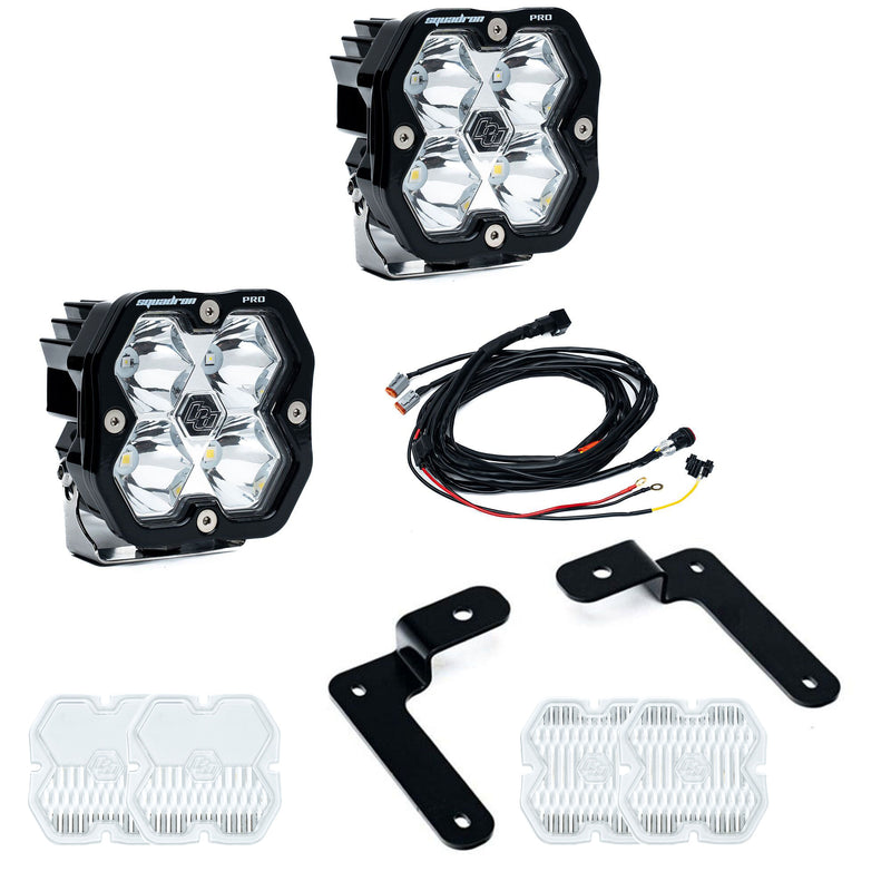 Baja Designs Squadron 2.0 Pro A-Pillar Light Kit, complete kit on a studio background