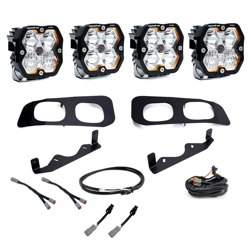 Baja Designs Squadron 2.0 Pro Dual Fog Pocket Light Kit, complete kit on a studio background: dual fog pocket kit