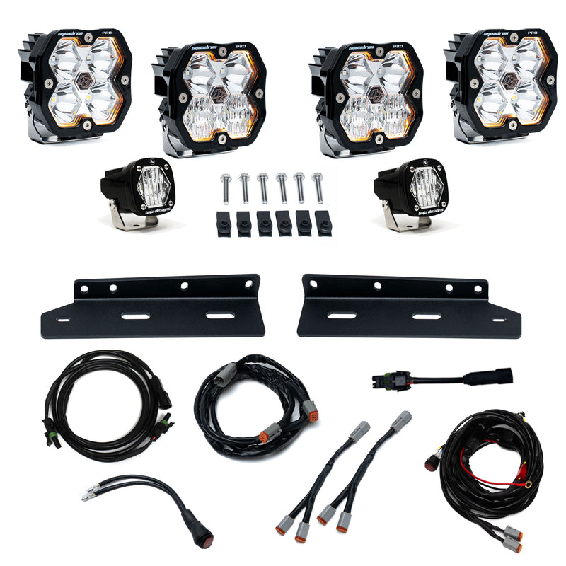 Baja Designs Squadron 2.0 Pro/S1 Fog Pocket Light Kit, complete kit on a studio background: fog pocket kit