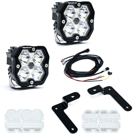 Baja Designs Squadron 2.0 Sport A-Pillar Light Kit, complete kit on a studio background