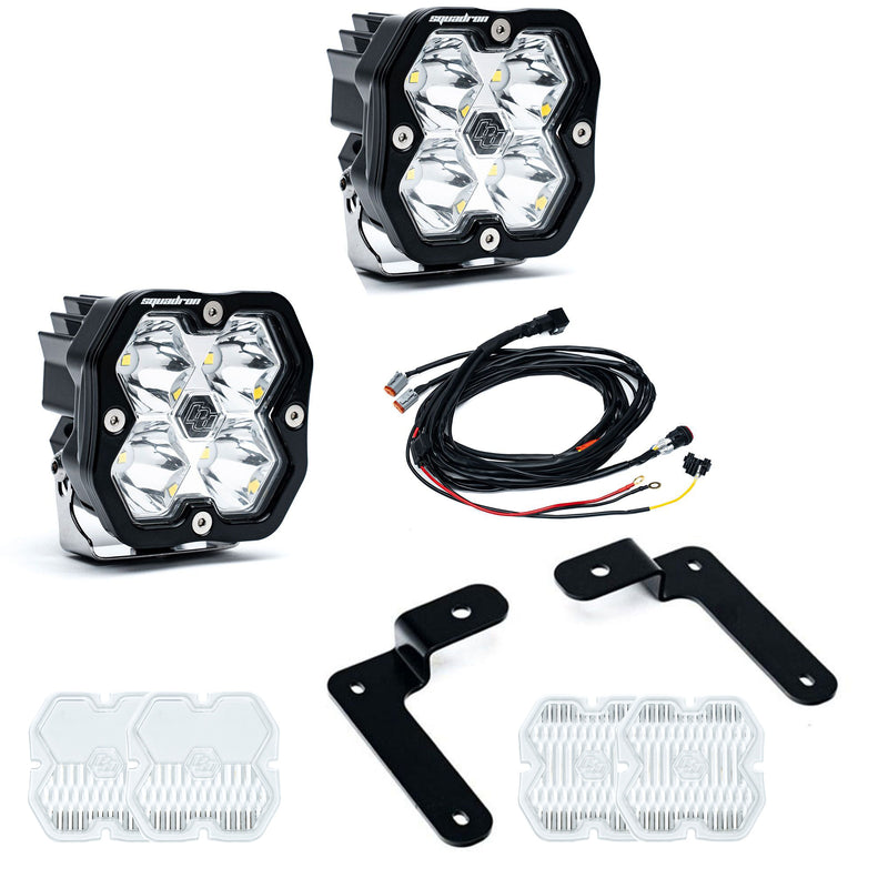 Baja Designs Squadron 2.0 Sport A-Pillar Light Kit, complete kit on a studio background