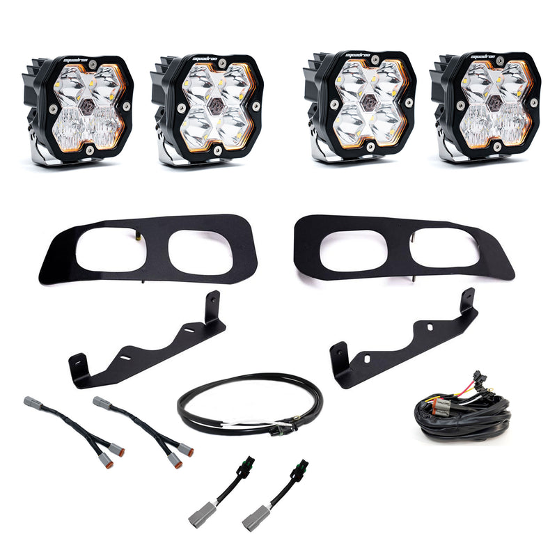 Baja Designs Squadron 2.0 Sport Dual Fog Pocket Light Kit, complete kit on a studio background: dual fog pocket kit