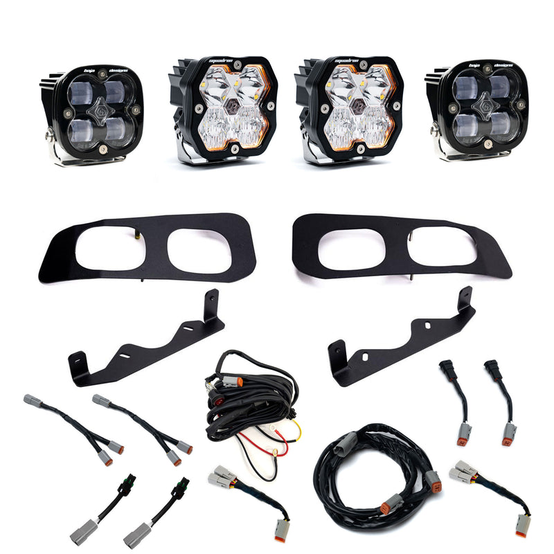 Baja Designs Squadron 2.0 Sport/Squadron SAE Dual Fog Pocket Light Kit, complete kit on a studio background: dual fog pocket kit