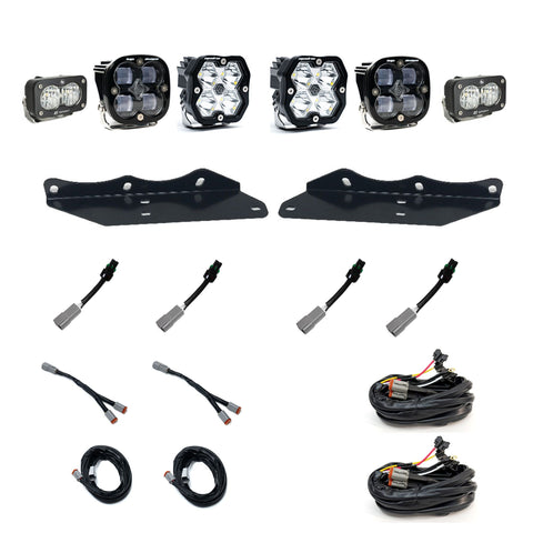 Baja Designs Squadron 2.0 Sport/Squadron SAE/S2 Sport Fog Pocket Light Kit, complete kit on a studio background: fog pocket kit