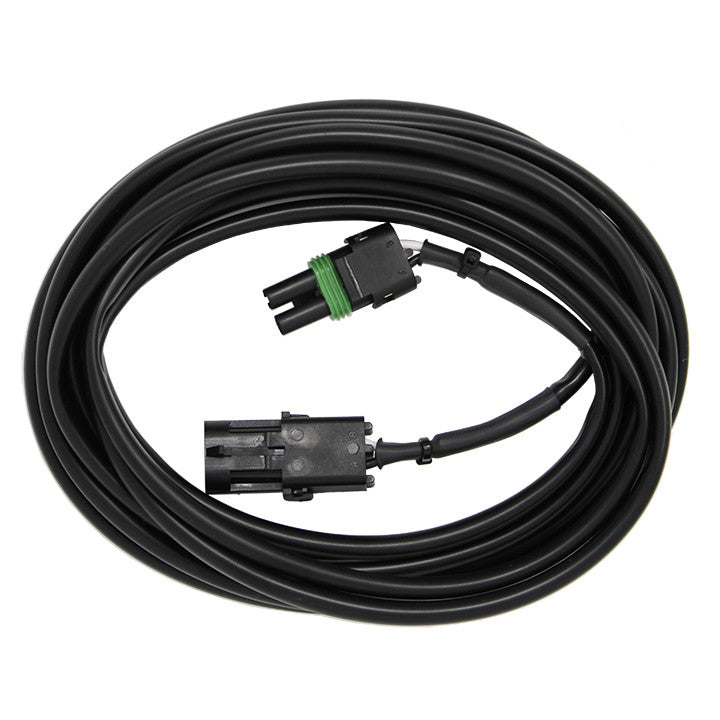 Baja Designs Squadron/S2/S1 2-Pin 10' Extension, whole product on a studio background: coiled black extension cable with a 2-pin connector on each end on white