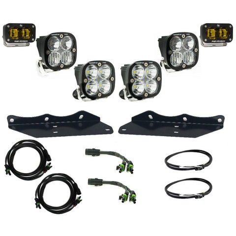 Baja Designs Squadron/S2 SAE Pro Fog Pocket Light Kit, complete kit on a studio background: four clear Squadron pods