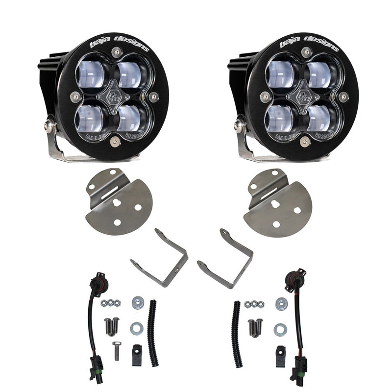 Baja Designs Squadron SAE Fog Pocket Light Kit, complete kit on a studio background: pair of round Squadron-R fog pods