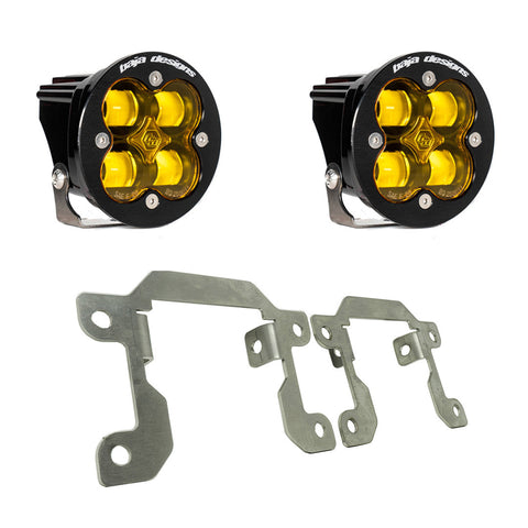 Baja Designs Squadron SAE Fog Pocket Light Kit, complete kit on a studio background: pair of round Squadron-R pods