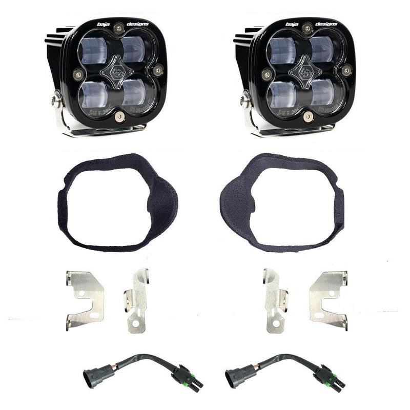 Baja Designs Squadron SAE Fog Pocket Light Kit, complete kit on a studio background: pair of square Squadron pods