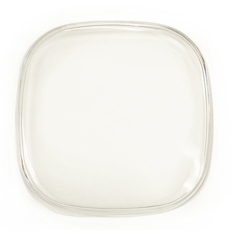 Baja Designs Squadron Single Rock Guard, whole product on a studio background: A clear Squadron rock guard on a white background