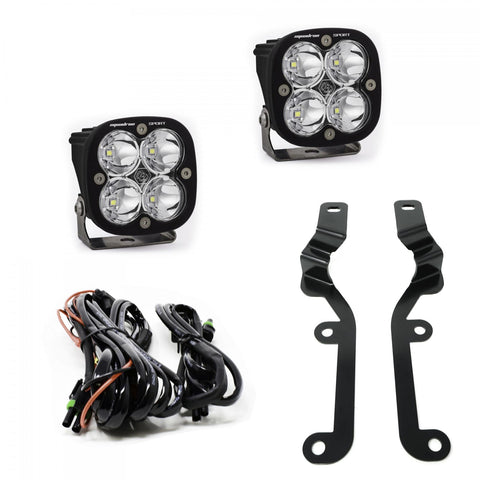 Baja Designs Squadron Sport A-Pillar Light Kit, complete kit on a studio background: two Squadron Sport LED pods