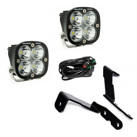 Baja Designs Squadron Sport A-Pillar Light Kit, complete kit on a studio background: two Squadron Sport LED pods
