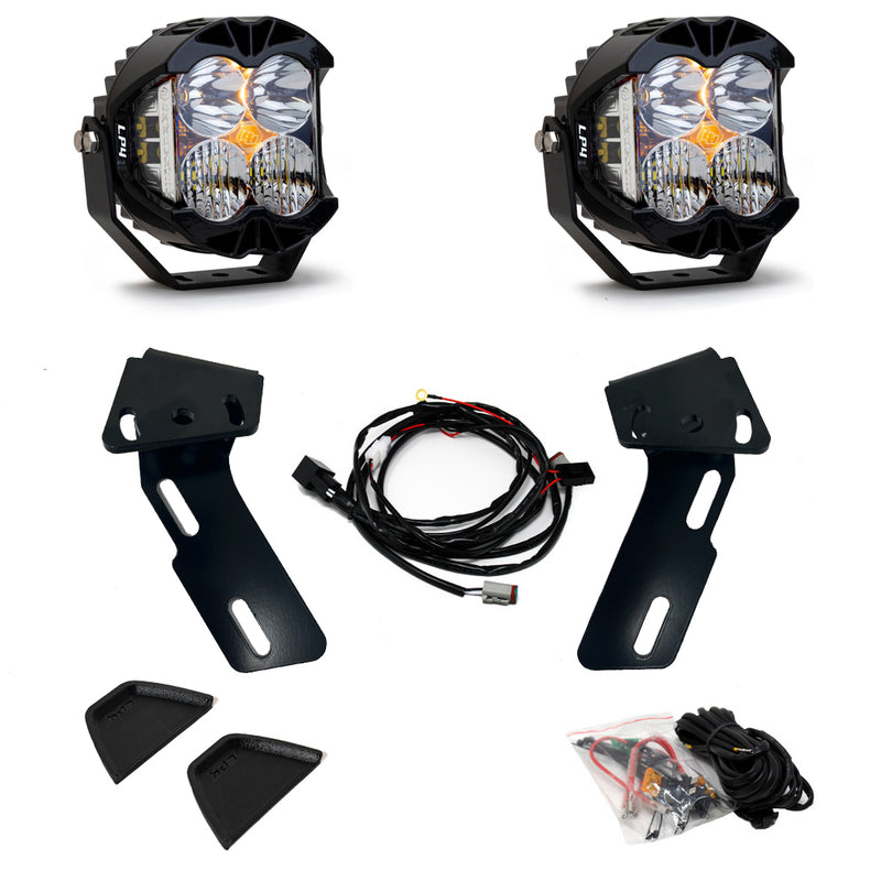 Baja Designs Van LP4 A-Pillar Kit, complete kit on a studio background: two LP4 LED pods