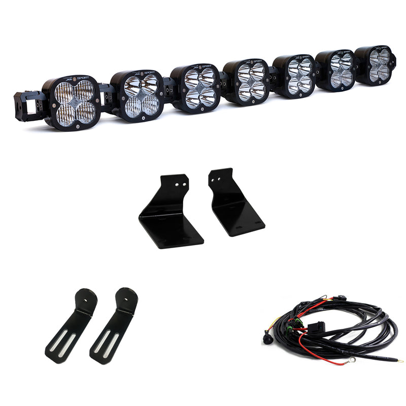 Baja Designs XL Linkable Bumper Light Kit, complete kit on a studio background: A seven-pod XL Linkable light bar