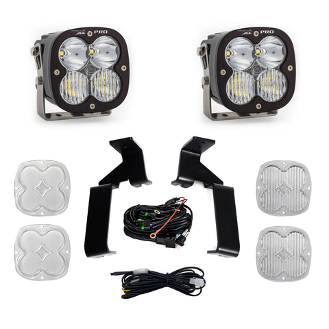 Baja Designs XL Pro A-Pillar Light Kit, complete kit on a studio background: A pair of Baja Designs XL Pro LED pods