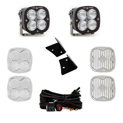 Baja Designs XL Pro A-Pillar Light Kit, complete kit on a studio background: two black XL Pro pods