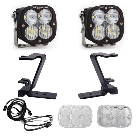 Baja Designs XL Sport A-Pillar Light Kit, complete kit on a studio background: A pair of Baja Designs XL Sport LED pods