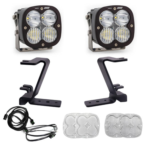 Baja Designs XL80 A-Pillar Light Kit, complete kit on a studio background: A pair of Baja Designs XL80 LED pods