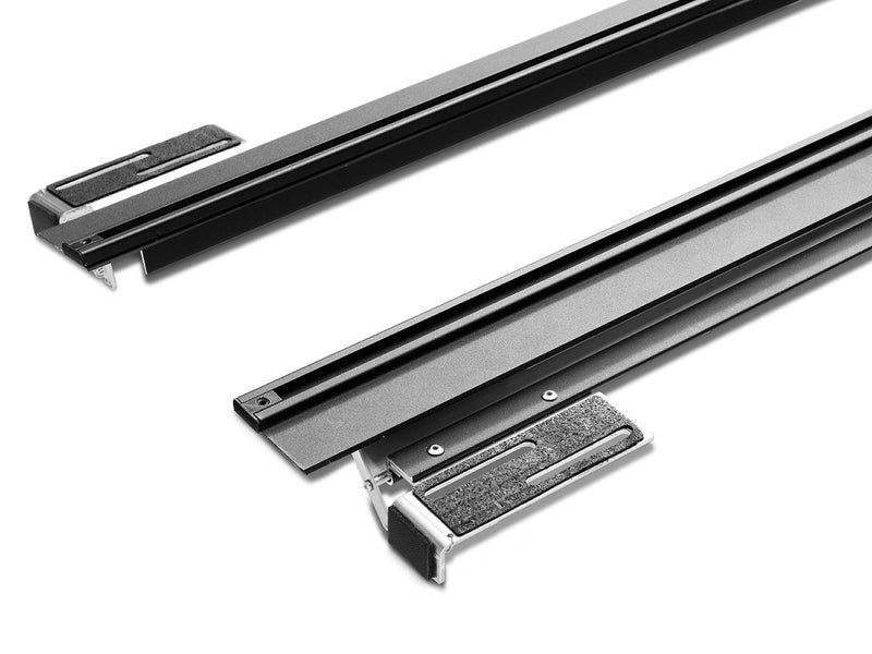 Close-up of the BAK Revolver X4ts rail ends and mounting plates