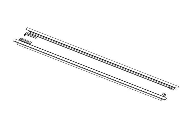 Line drawing of a pair of tonneau cover rails