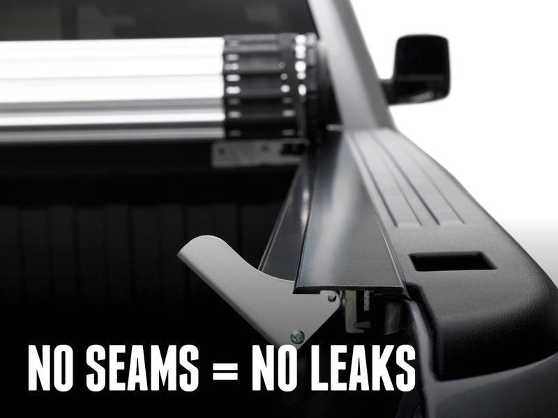 Rolled Revolver X2 cover and rail at the cab with the headline "No seams = no leaks"