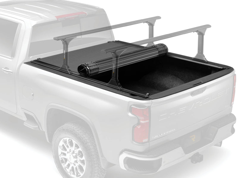 Ghosted pickup showing the Revolver X4ts cover partly rolled with an optional rack on its rails (rack sold separately)