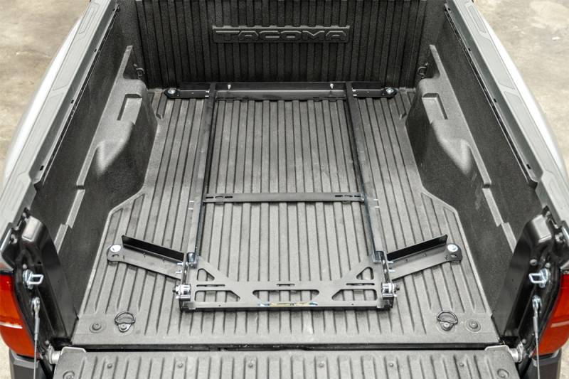 BEDSLIDE no drill factory mount bracket kit bolted into a Toyota Tacoma bed with no slide fitted