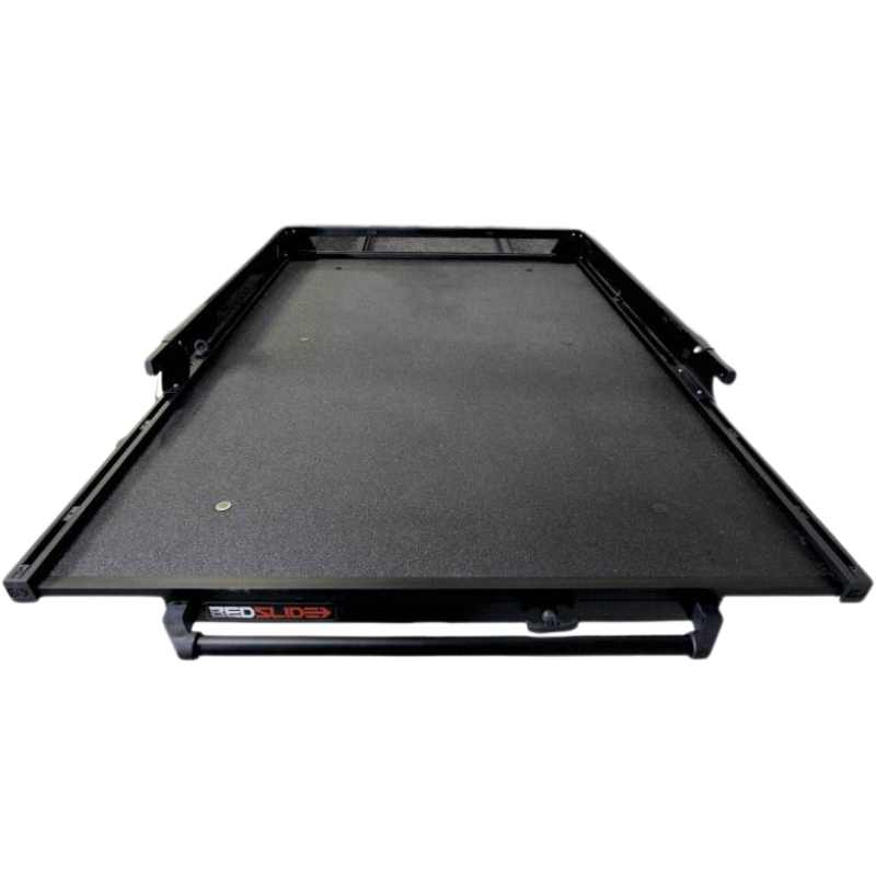 BEDSLIDE cargo slide in Black Edition finish on a plain white background. BEDSLIDE uses this Black Edition photograph across its Classic and Heavy Duty ranges and the front rail carries no model badge, so the frame does not identify which range it shows.