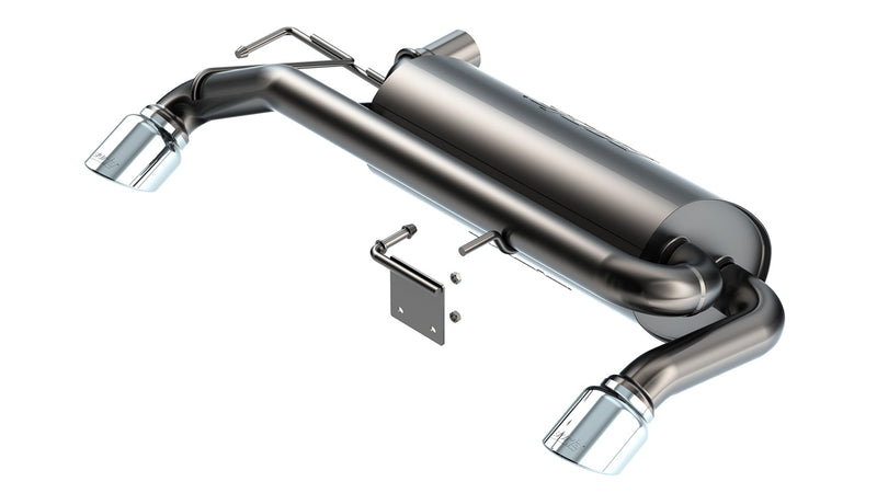 Borla ATAK Axle-Back Exhaust System, full system on a studio background: A stainless axle-back exhaust