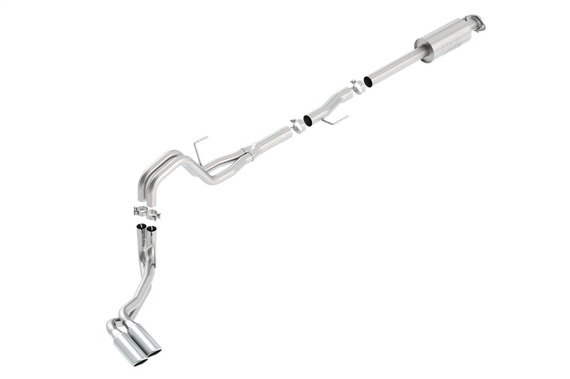 Borla ATAK Cat-Back Exhaust System, full system on a studio background: studio render of the F-150 ATAK side-exit cat-back; same as store image
