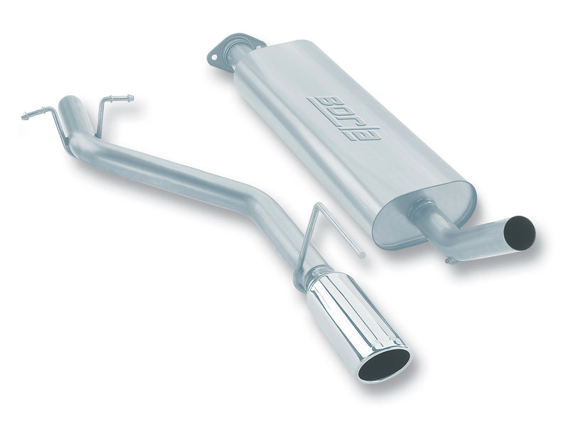 Borla Touring Cat-Back Exhaust System, full system on a studio background: studio render of the Touring Grand Cherokee cat-back with Borla-stamped muffler; same as store image