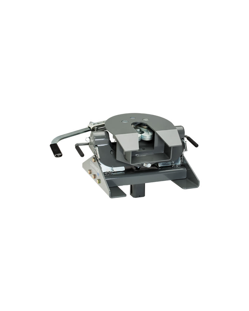B&W RVK3050 complete fifth wheel hitch. This listing supplies only the flatbed base in this photo, the lower structure the coupler sits on; the coupler head on top is not included