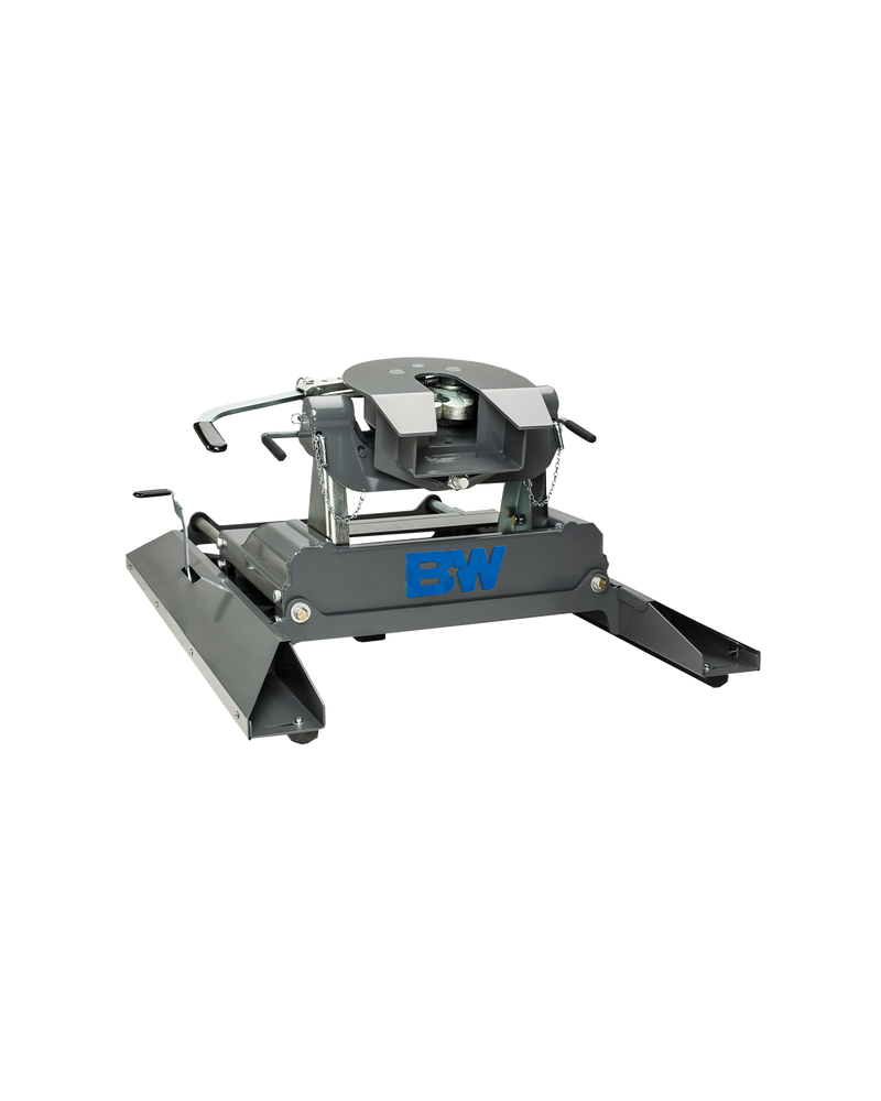 B&W RVK3405 complete fifth wheel hitch. This listing supplies only the sliding base in this photo, the lower structure the coupler sits on; the coupler head on top is not included