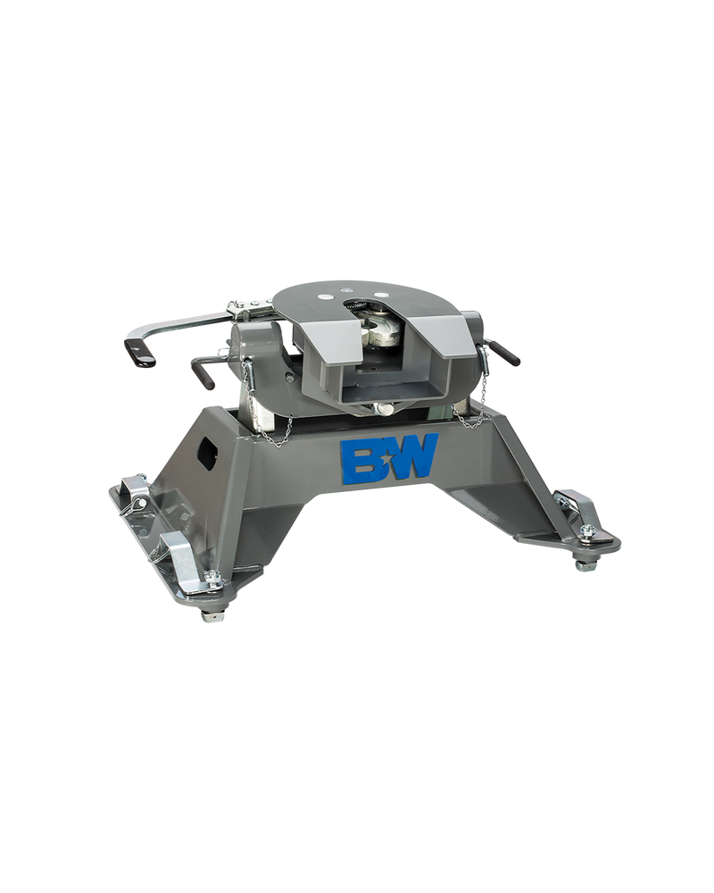B&W RVK3700 complete fifth wheel hitch. This listing supplies only the base in this photo, the lower structure the coupler sits on; the coupler head on top is not included