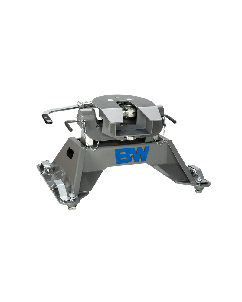 B&W RVK3715 complete fifth wheel hitch. This listing supplies only the base in this photo, the lower structure the coupler sits on; the coupler head on top is not included