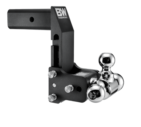 B&W Tow & Stow MultiPro and MultiFlex Adjustable Ball Mount, 2.5" Shank, 7" Drop, Tri-Ball 1-7/8" x 2" x 2-5/16", Black - studio product view