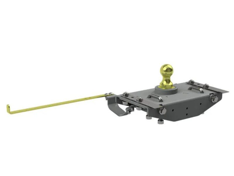 B&W Turnoverball gooseneck hitch kit GNRK1320, second angle studio render showing the latch handle side