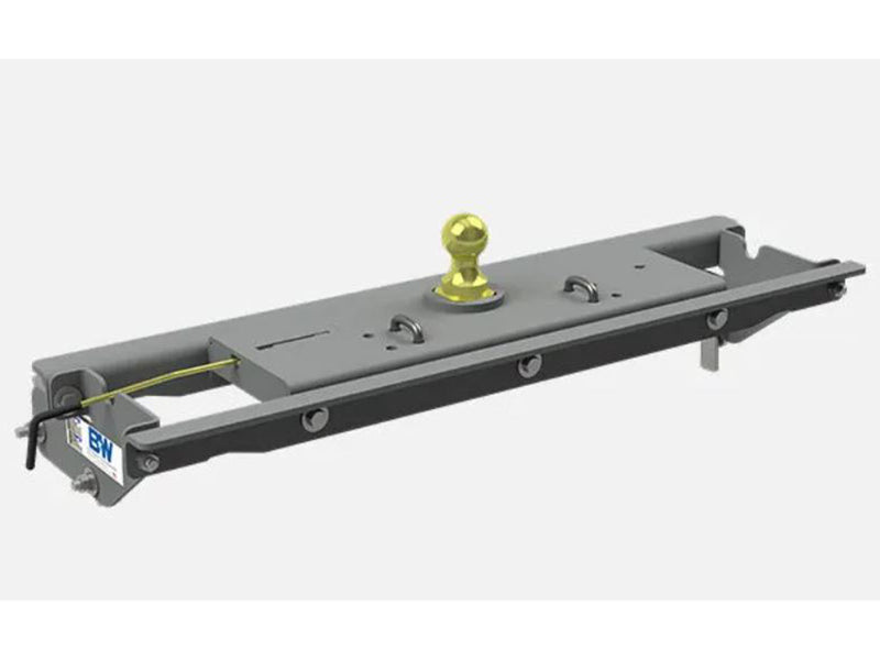 B&W Turnoverball gooseneck hitch kit GNRK1121, second angle studio render showing the latch handle side