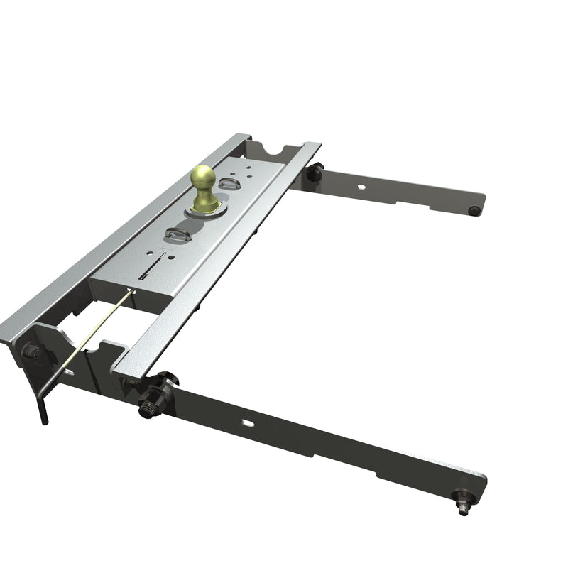 B&W Turnoverball gooseneck hitch kit GNRK1150, second angle studio render showing the latch handle side
