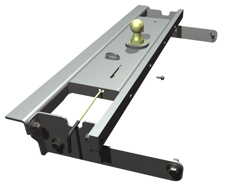 B&W Turnoverball gooseneck hitch kit GNRK1016, second angle studio render showing the latch handle side
